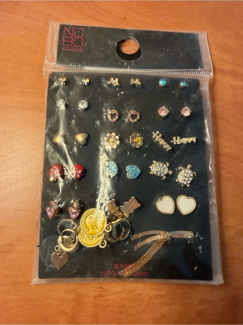 NOBO Women’s Mixed Stud Earring Set - Gold, White, Pink, Blue. 18 pair
